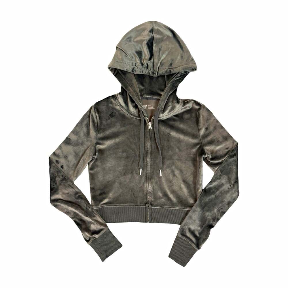 Aerie Y2K Real Good Velour Womens Full Zip Hooded Hoodie XS Petite